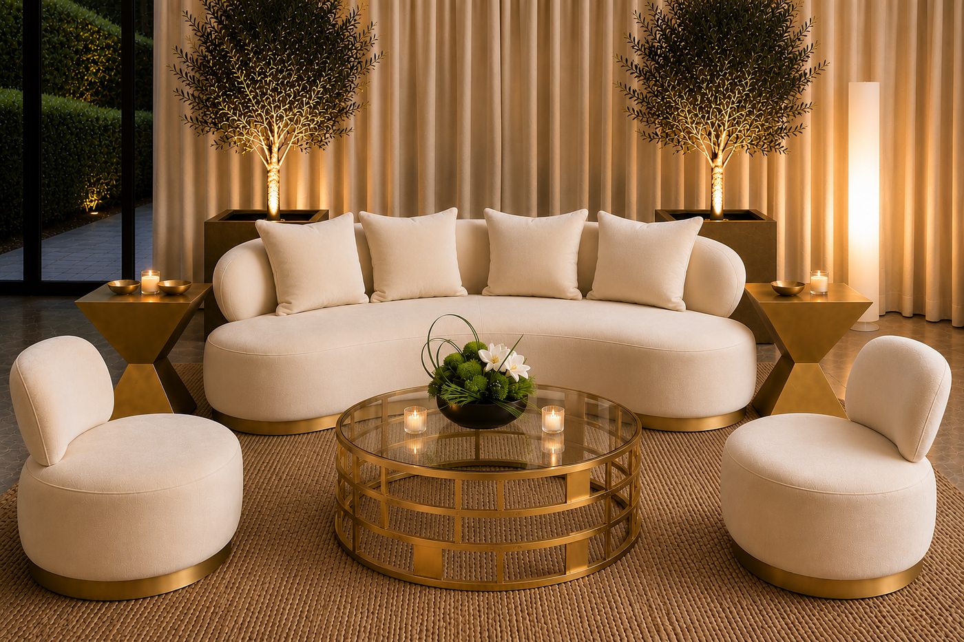 A Brushed Gold lounge setting